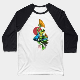 japanese sakè dancing toad with fan Baseball T-Shirt